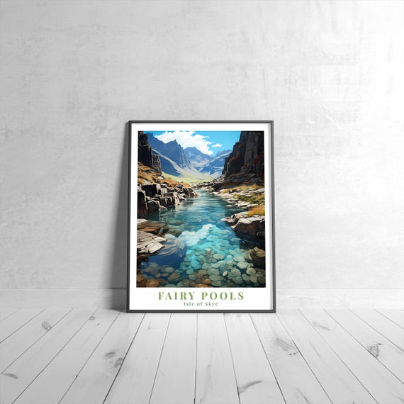 Fairy Pools Vintage Travel Poster, Isle Of Skye