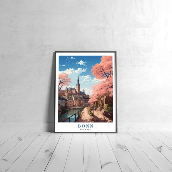 Bonn Vintage Travel Poster Retro Germany Art Print Colorful Home Decor Wall Unique Gift