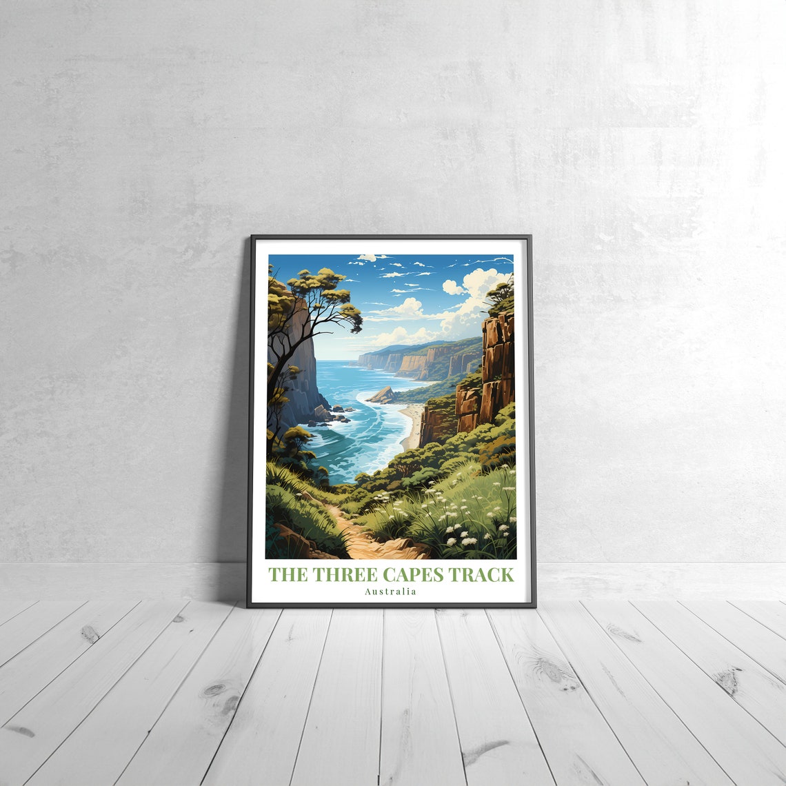 The Three Capes Track Australia Coastal Cliffs Hiking Travel Poster