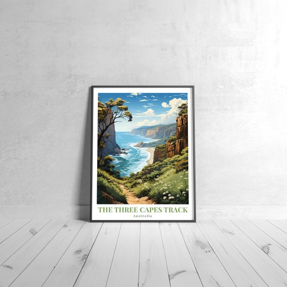 The Three Capes Track Vintage Travel Poster Retro Australia Art Print Colorful Home Decor Wall Unique Gift