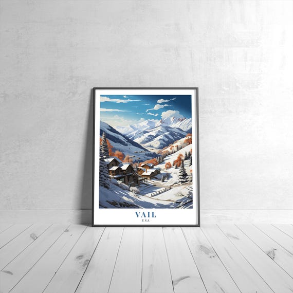 Vail Vintage Travel Poster Retro Usa Art Print Colorful Home Decor Wall Unique Gift