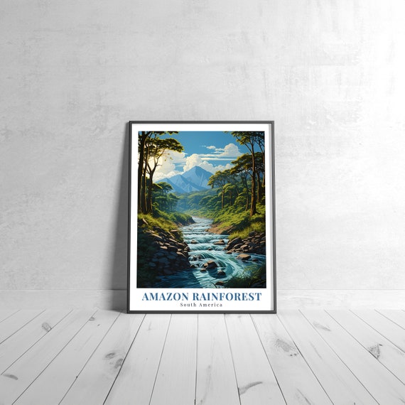 Amazon Rainforest Vintage Travel Poster Retro South America Art Print Colorful Home Decor Wall Unique Gift
