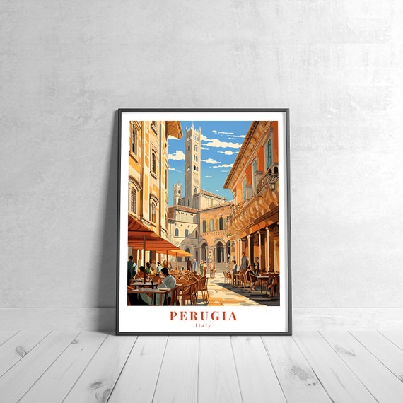 Perugia Vintage Travel Poster Retro Italy Style Art Prints For Wall Decor