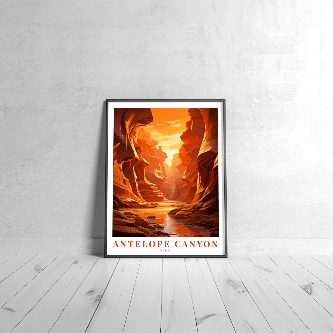 Antelope Canyon USA Glowing Slot Canyon Sunset Vintage Travel Poster