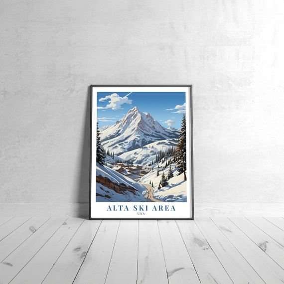 Alta Ski Area Vintage Travel Poster Retro Usa Art Print Colorful Home Decor Wall Unique Gift