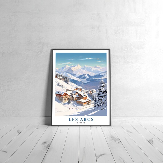 Les Arcs France Vintage Travel Poster of Alpine Ski Village Slopes