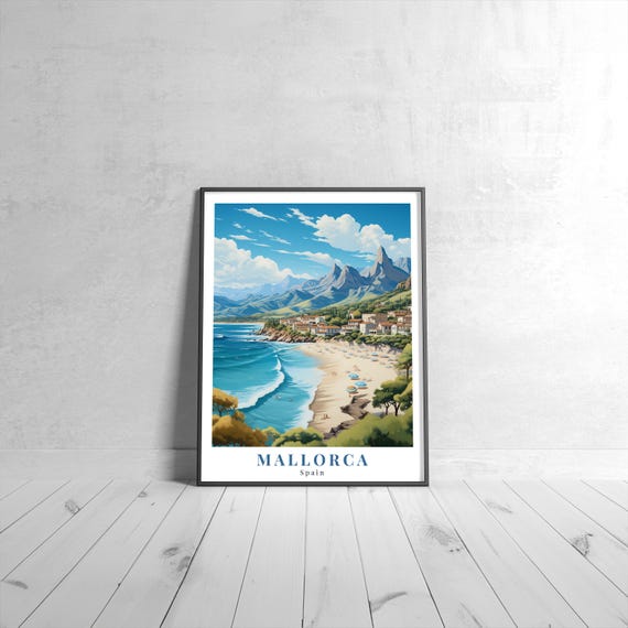 Mallorca Vintage Travel Poster Retro Spain Art Print Colorful Home Decor Wall Unique Gift