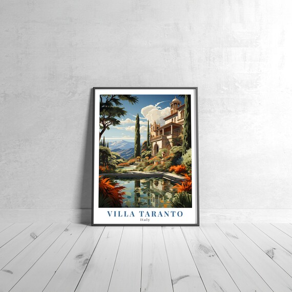 Villa Taranto Italy Garden Villa Reflecting Pool Floral Travel Poster