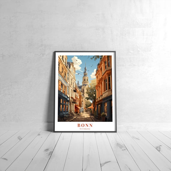 Bonn Vintage Travel Poster Retro Germany Art Print Colorful Home Decor Wall Unique Gift