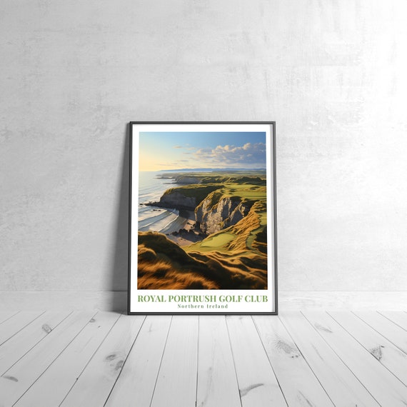 Royal Portrush Golf Club Vintage Travel Poster Retro Northern Ireland Art Print Colorful Home Deco Wall Unique Gift