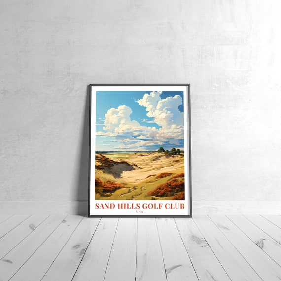 Sand Hills Golf Club Vintage Travel Poster Retro Usa Art Print Colorful Home Decor Wall Unique Gift