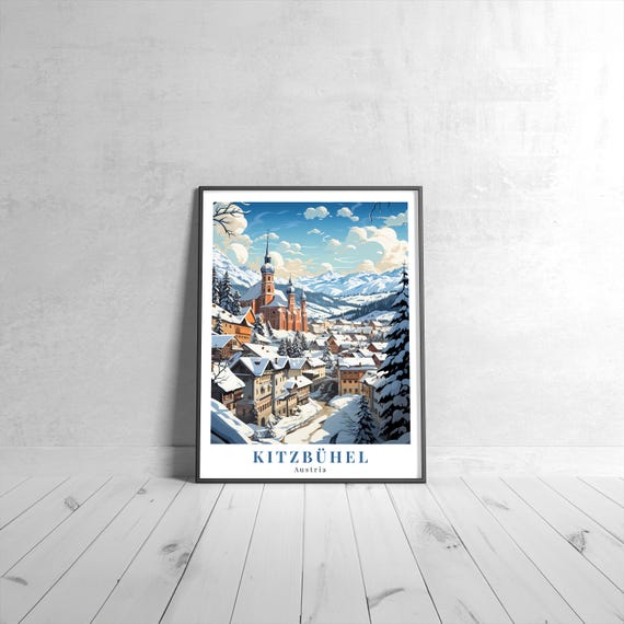 Kitzbhel Vintage Travel Poster Retro Austria Art Print Colorful Home Decor Wall Unique Gift