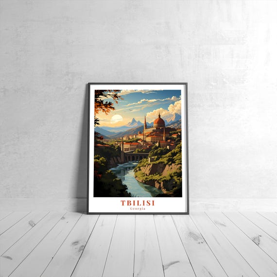 Tbilisi Vintage Travel Poster Retro Georgia Art Print Colorful Home Decor Wall Unique Gift