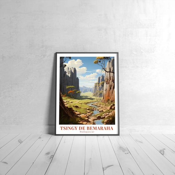 Tsingy De Bemaraha Vintage Travel Poster Retro Madagascar Art Print Colorful Home Decor Wall Unique Gift