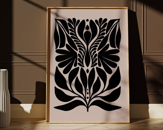 Black And Beige Abstract Botanical Art Instant Modern Floral Art Moody Flower Art 1477