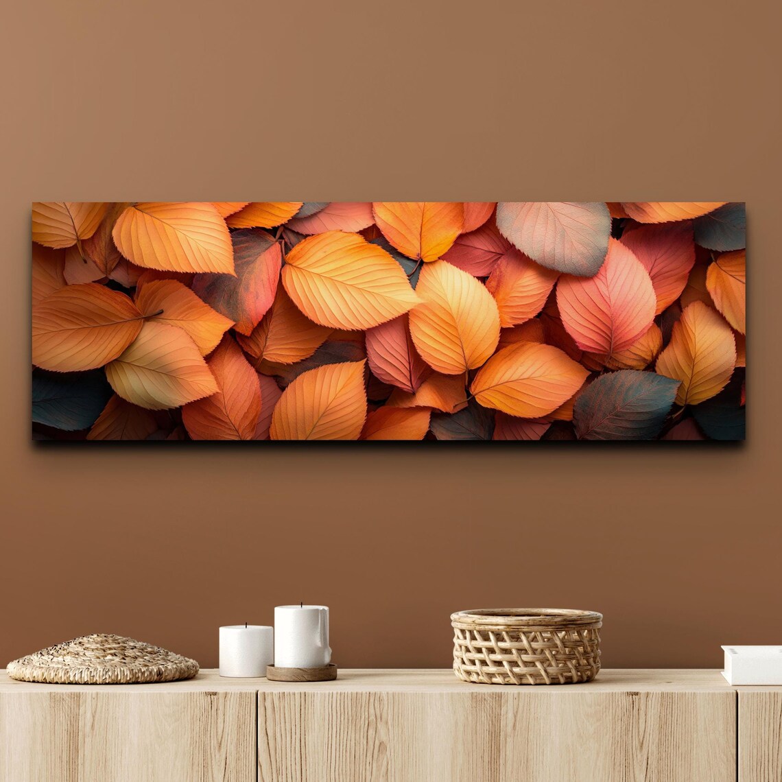 Fall Rustic Leaves Landscape Art, Halloween Decor