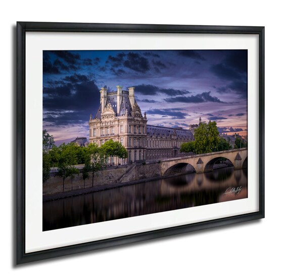 Paris Architecture Print Seine River And Louvre Framed Or Canvas