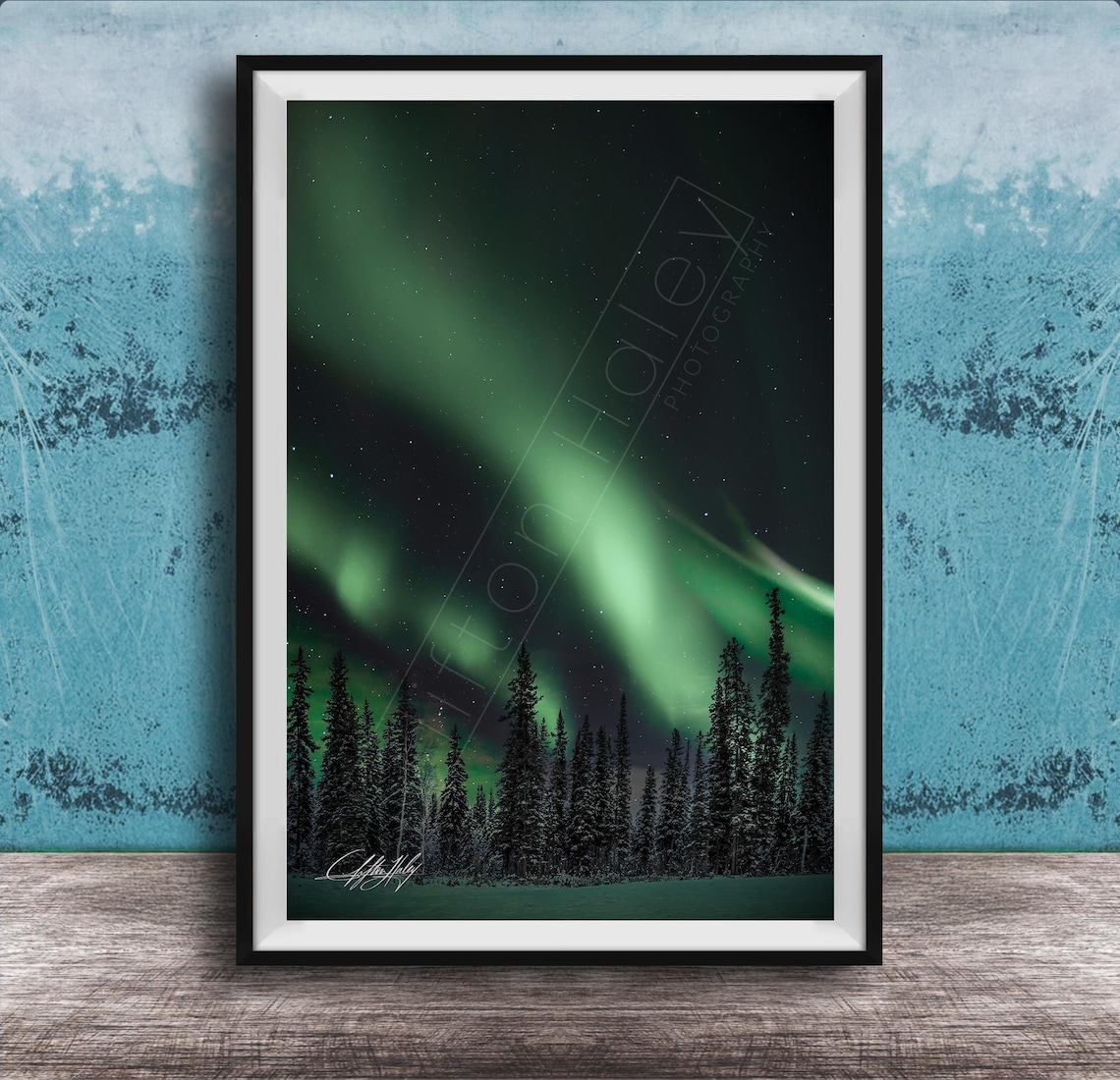 Aurora Borealis Art Print, Northern Lights Landscape