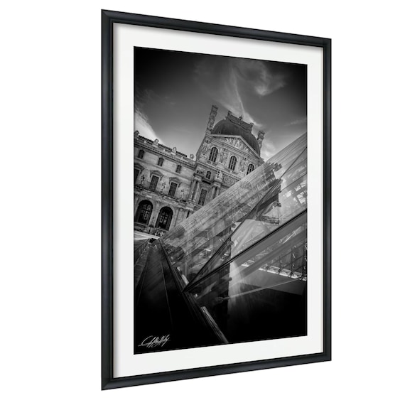 Louvre Pyramid Wall Art Black White Paris Architecture Print