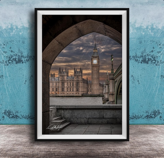 Big Ben Wall Art London Cityscape At Golden Hour Neogothic Style