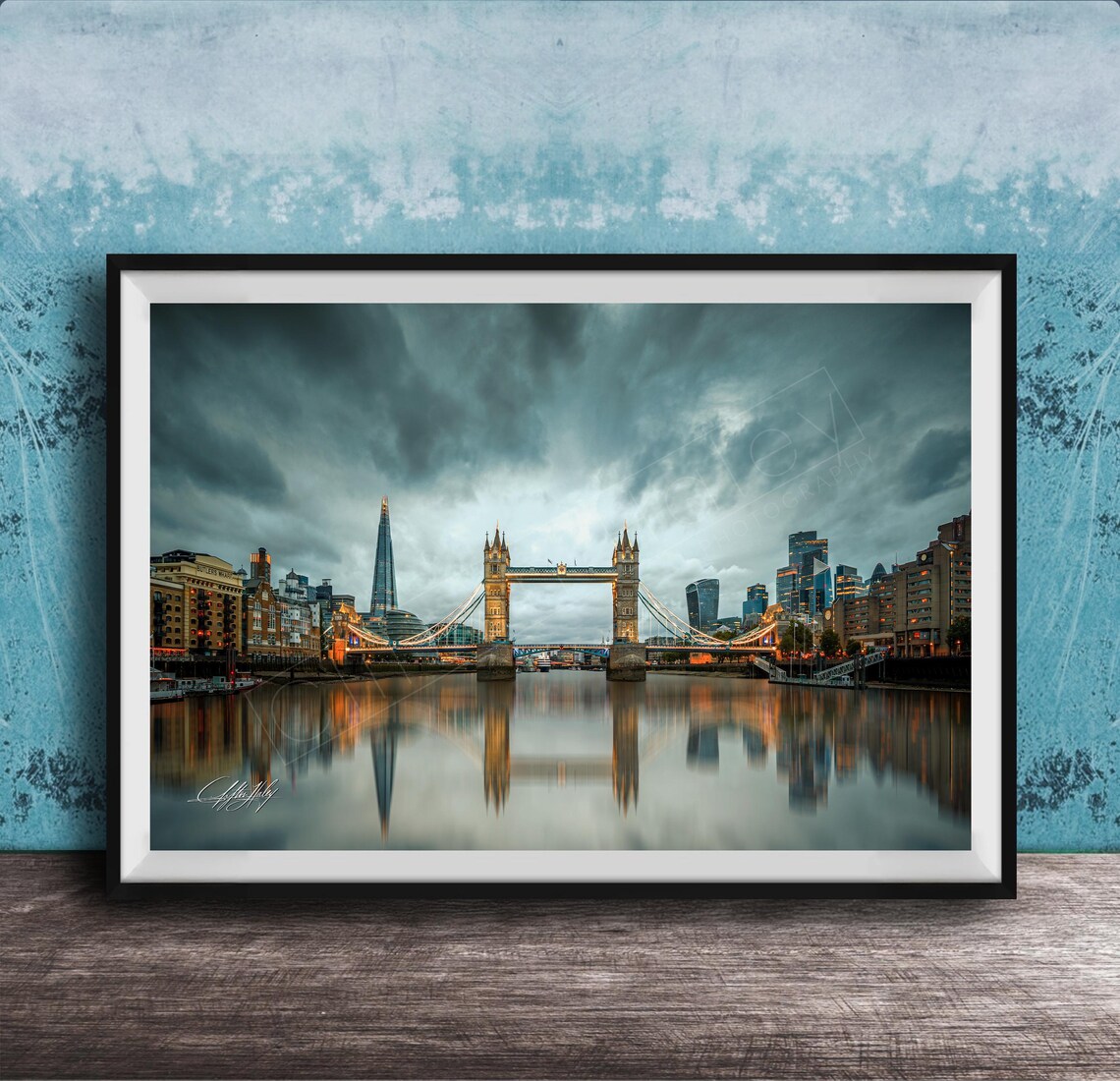Tower Bridge London Print Blue Hour Skyline And River Thames