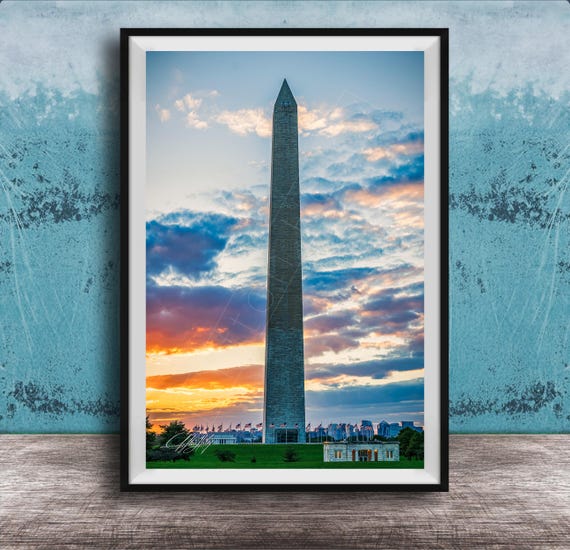 Washington Monument Wall Art Sunset Over Nations Capital