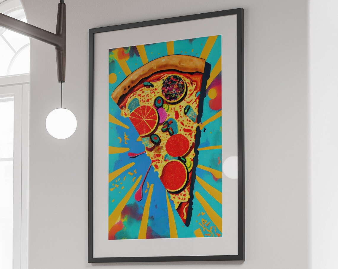 Abstract Pop Art Pizza Print, Bold Kitchen Wall Art - Image 3