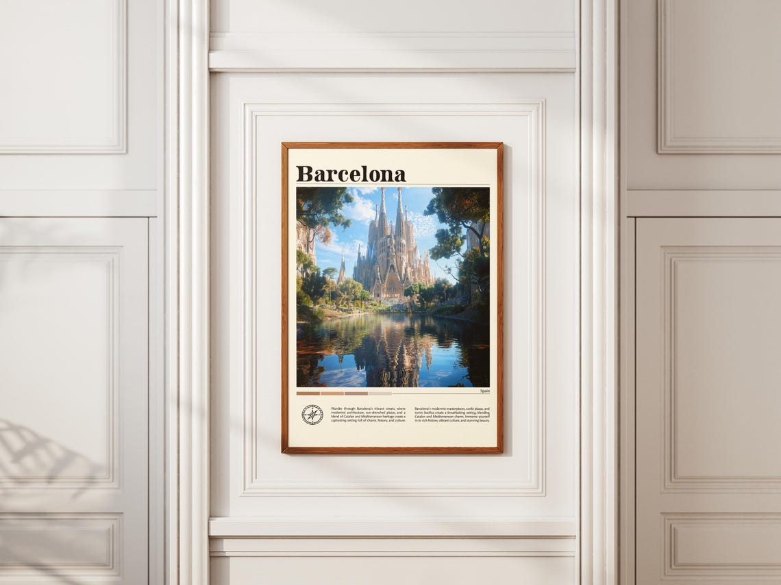Barcelona City Spain Travel Print Spain Travel Poster Travel Wall Art City Map Print Travel Poster Travel Art Gift Travel Home Decor - Image 2