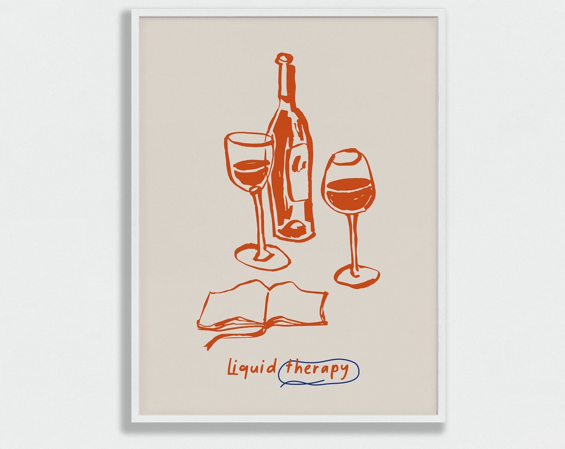 Wine Glass and Bottle Vintage Kitchen Art Print - Image 2