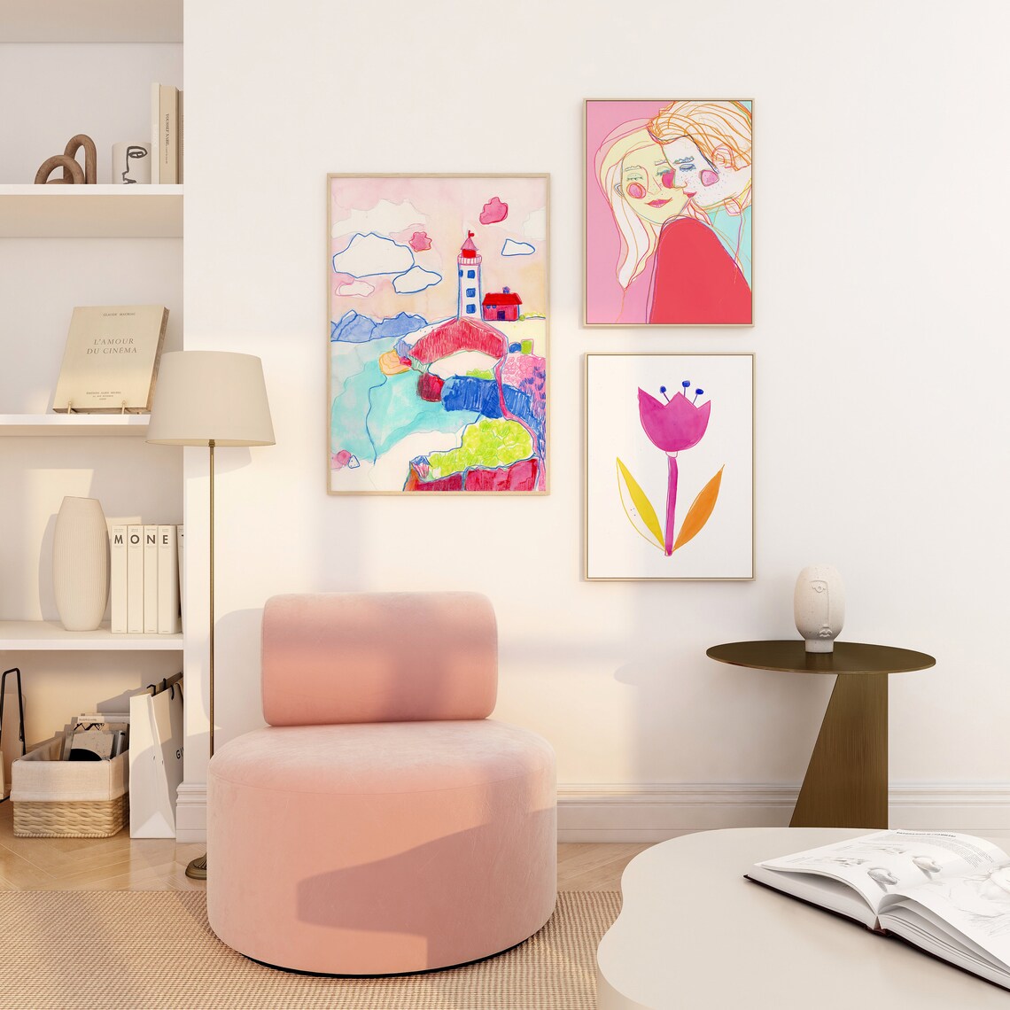 Loving Couple Romantic Illustration, Wall Art Print - Image 3