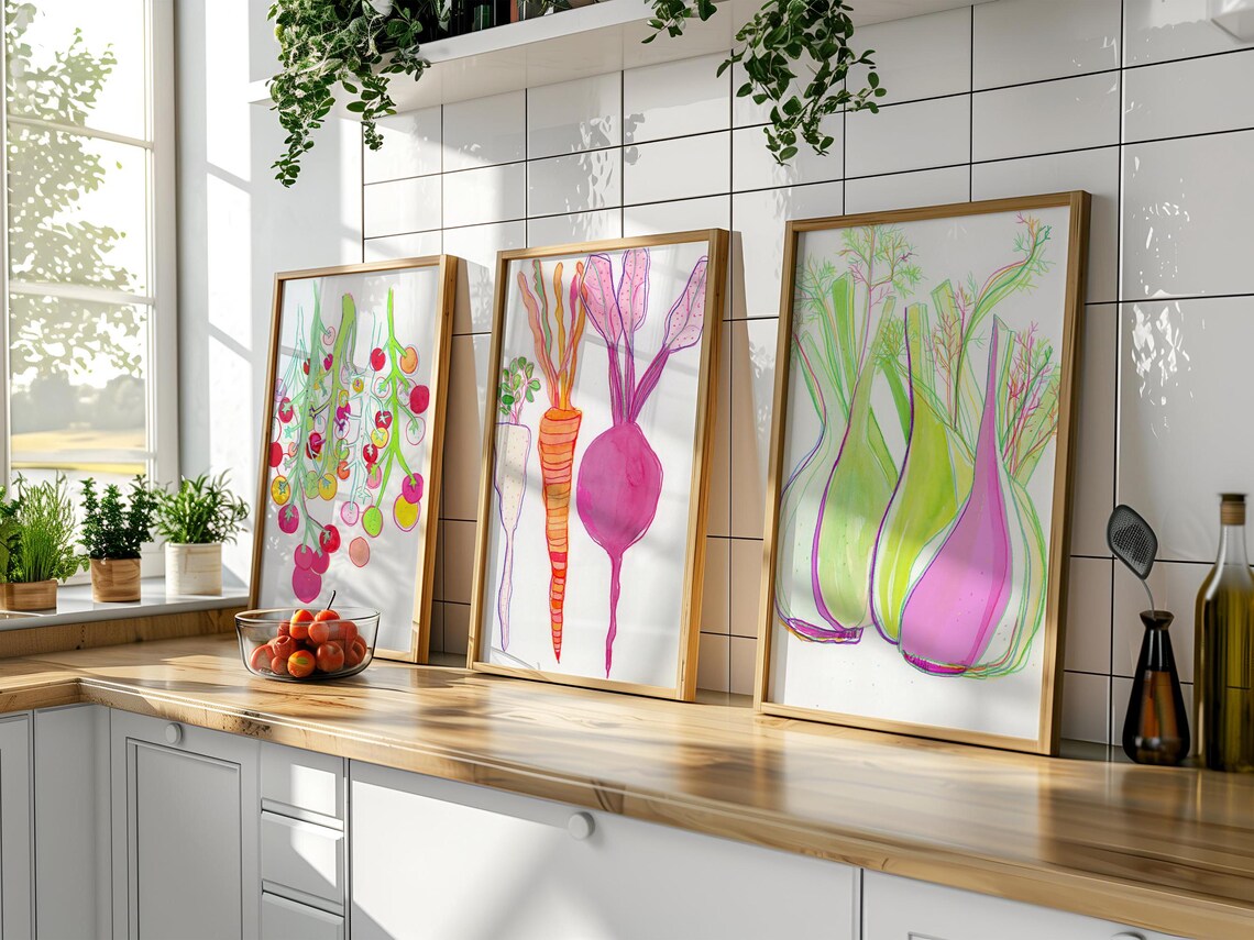 Fennel Bulbs Watercolor Green Botanical Vegetable Kitchen Poster - Image 2