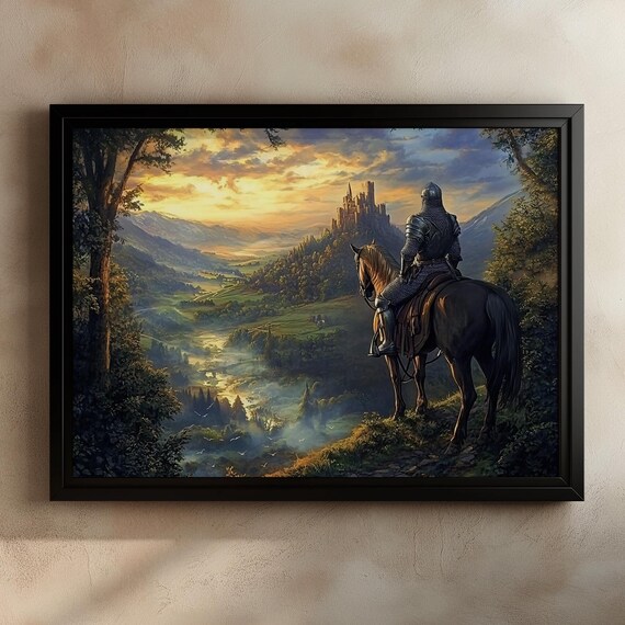 Medieval Fantasy Knight On Horseback Art Print
