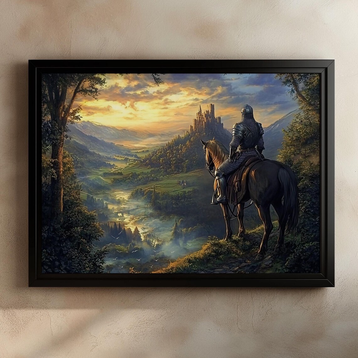 Medieval Fantasy Knight On Horseback Art Print