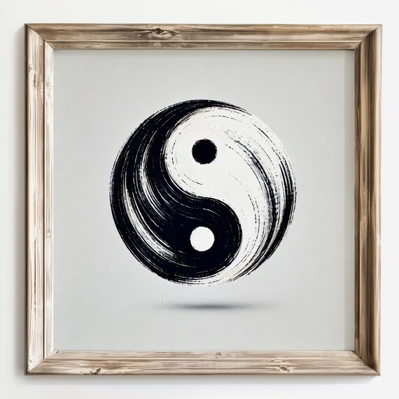 Minimalist Black Brushstroke Yin Yang Symbol Harmony Circle Poster