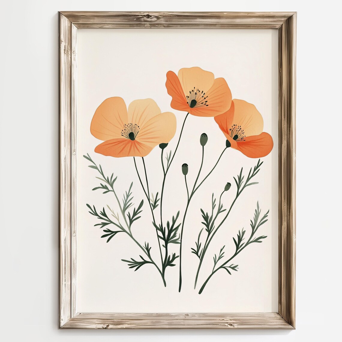 Orange California Poppy Flowers Minimalist Botanical Scene Poster - Image 4