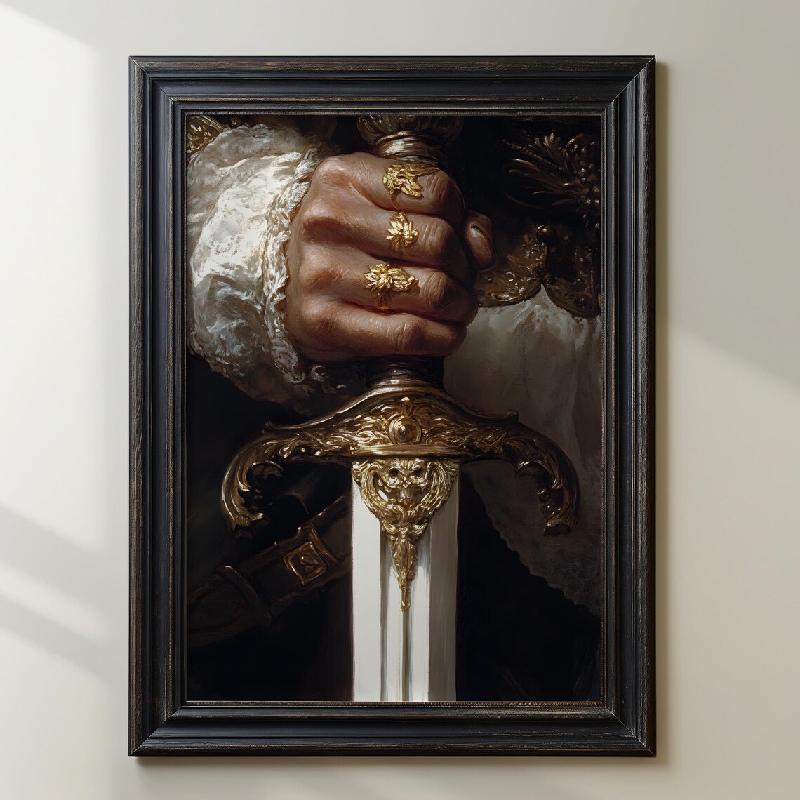 Royal Hand Gripping Ornate Golden Sword Medieval Warrior Detail Poster - Image 2