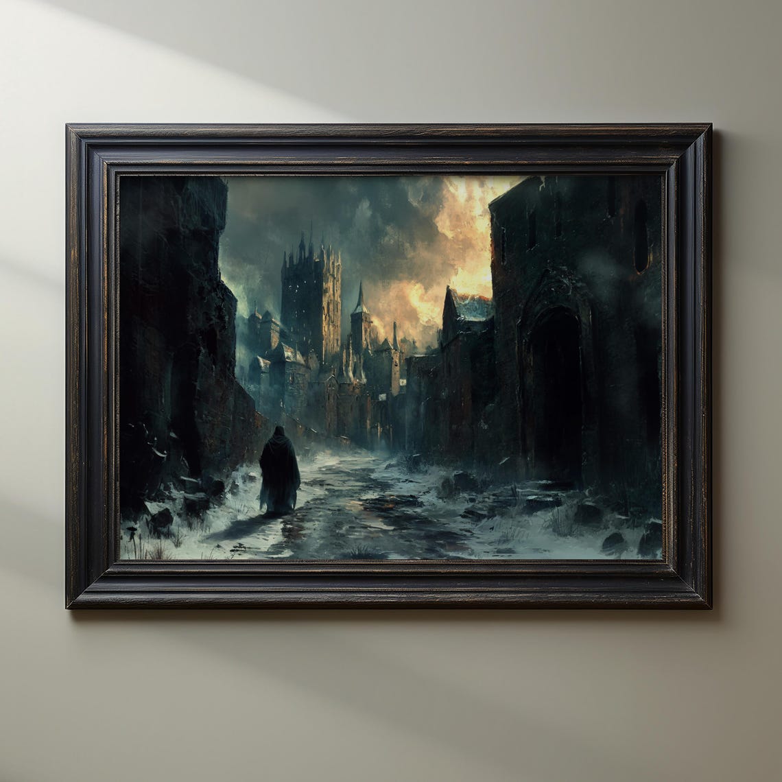 Mysterious City Painting Dark Fantasy Castle Ruined City Painting Fantasy City Art Medieval Ruins Art Dark Fantasy Architecture Art