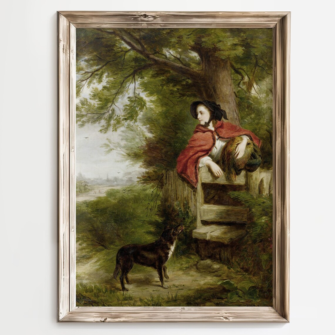 Little Red Riding Hood With Dog Victorian Fairy Tale Frith Scene Poster - Image 4
