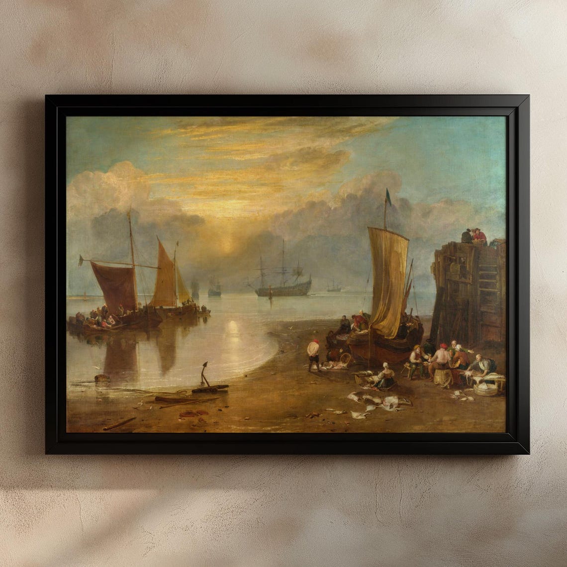 The Sun Rising Through Vapour Print Jmw Turner Painting Harbor Scene Art Maritime Wall Decor Nautical Fine Art Coastal Landscape