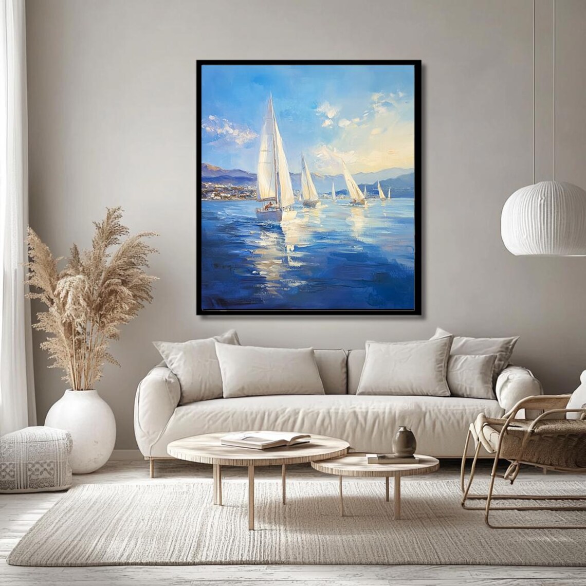 Sailboats on the Open Sea Impressionist Sailing Seascape Poster - Image 2
