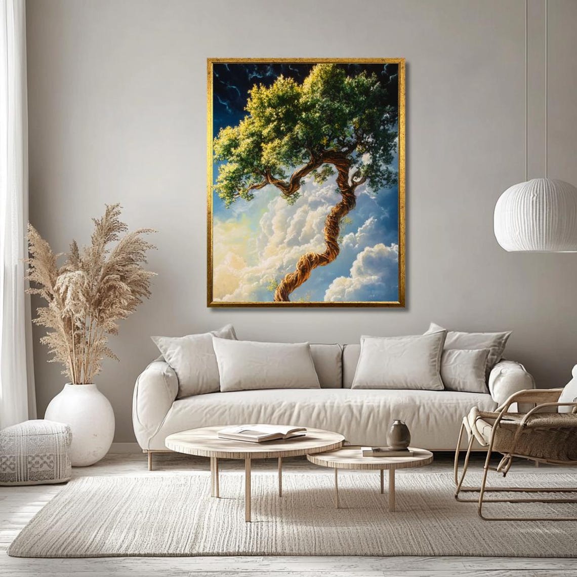 Skyward Spiral Tree Wall Art Dreamlike Twisting Tree Reaching Into The Clouds Surreal Nature Decor For Living Room Large - Image 3