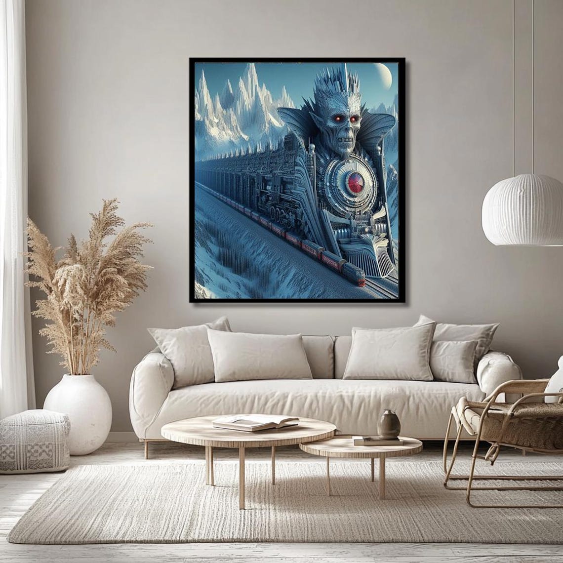 Surreal Ice Train Mechanical Frost Giant Winter Fantasy Poster - Image 3