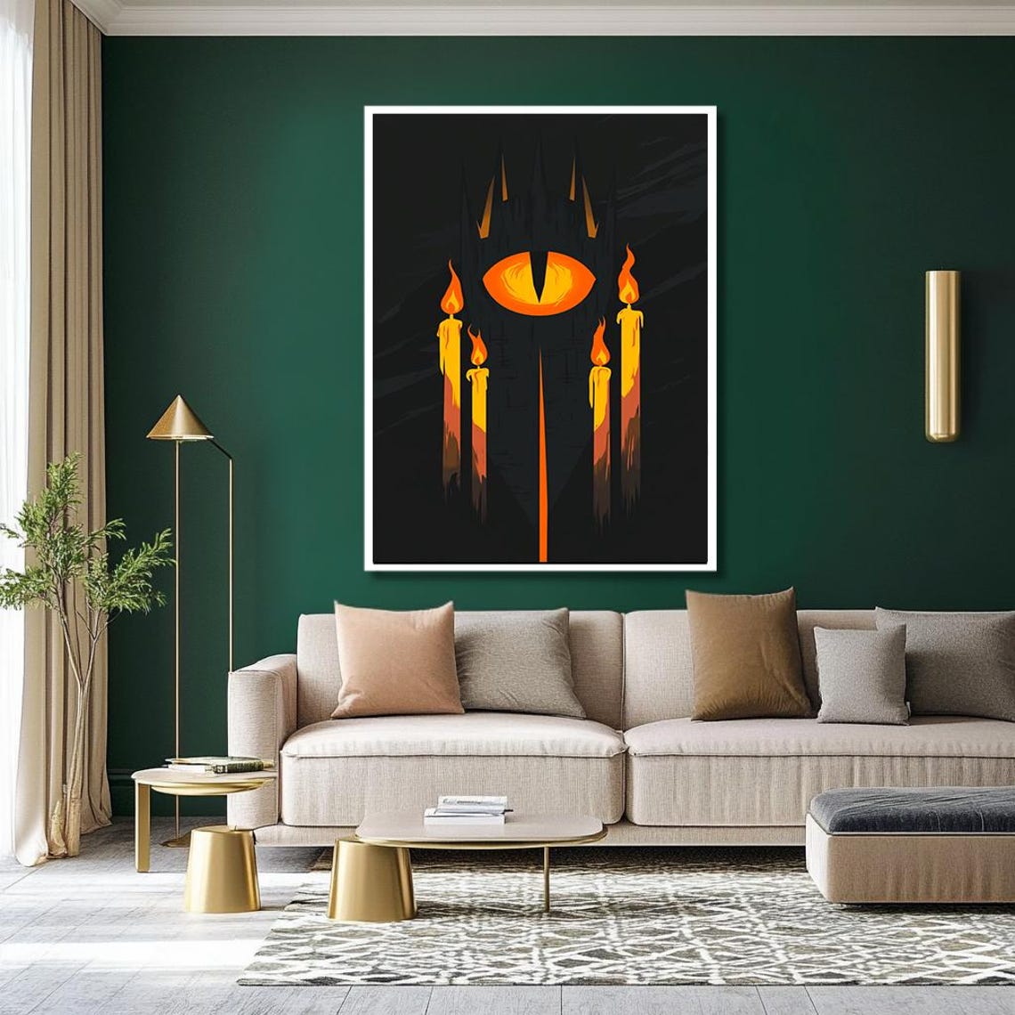 Dark Fantasy Eye Wall Art Candlelight Gothic Painting Unique Wall Decor For Living Room Or Game Room - Image 2
