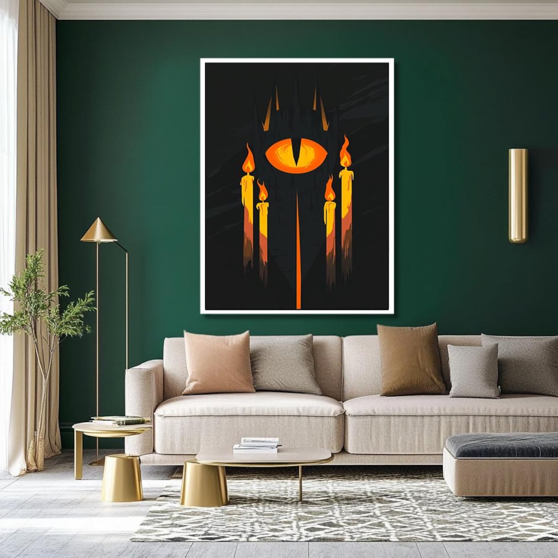 Flaming Eye Above Burning Candles Dark Gothic Fantasy Art Poster - Image 2