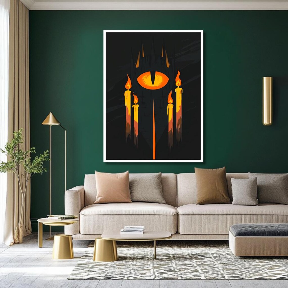Watchful Burning Eye And Candlelight Dark Surreal Gothic Poster - Image 2