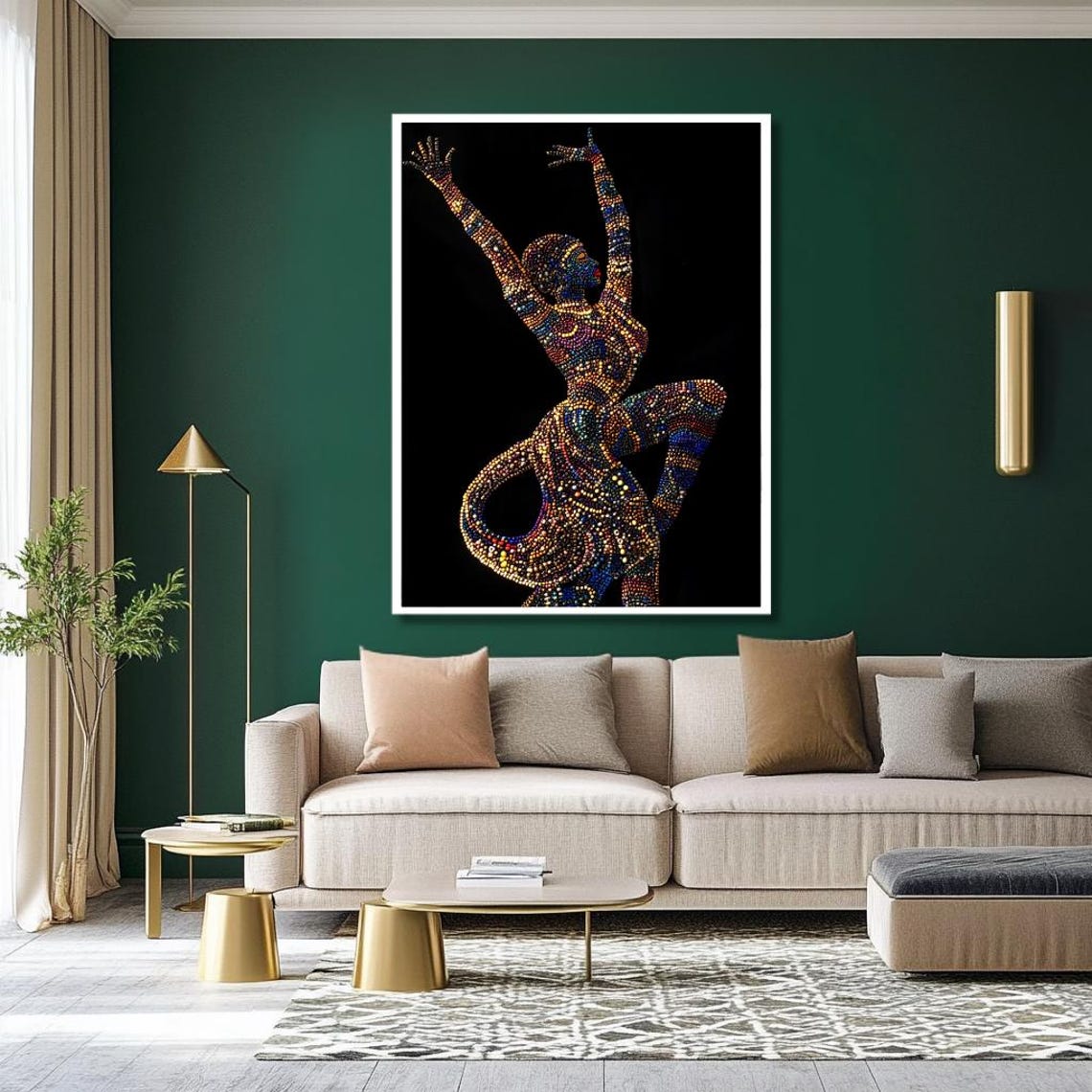 Colorful Beaded Ballerina Leaping With Both Arms Raised High Poster - Image 2