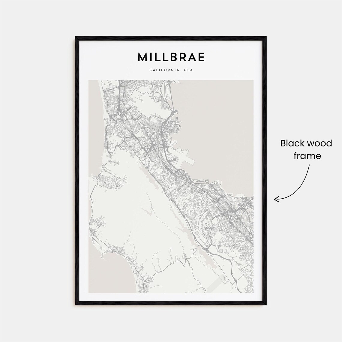 Millbrae Personalized Map Art, California USA - Image 3