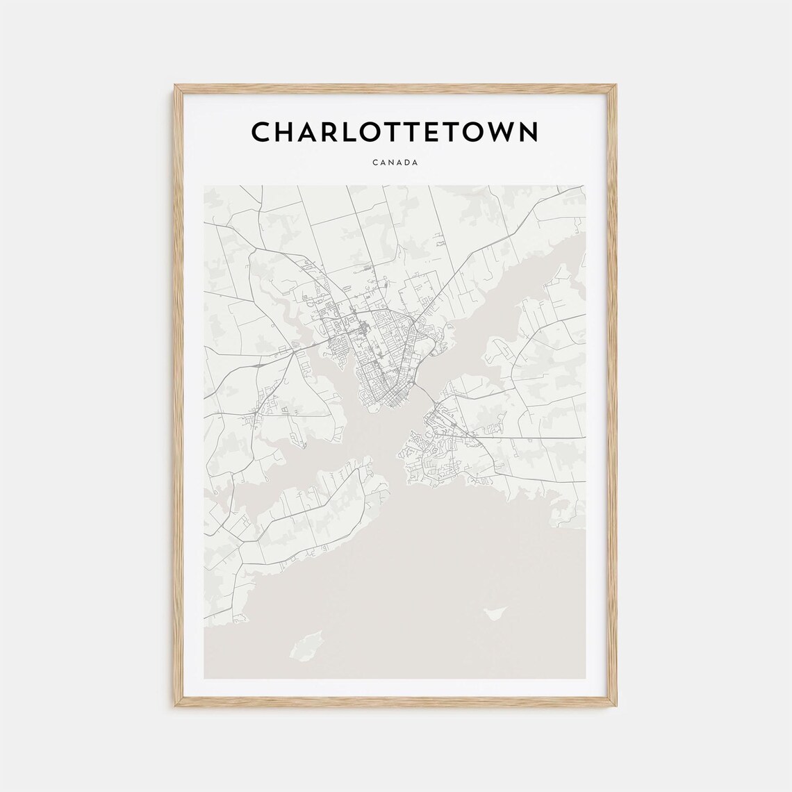 Charlottetown Canada Minimalist Black White City Map Home Decor Poster