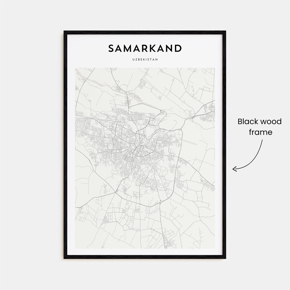 Samarkand Uzbekistan Minimalist Street Map Historic Silk Road Poster - Image 3