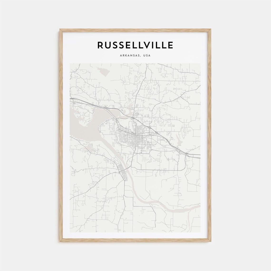 Russellville Map Poster Russellville Map Print Russellville Personalized Map Art Russellville Wall Russellville Travel Gift Arkansas
